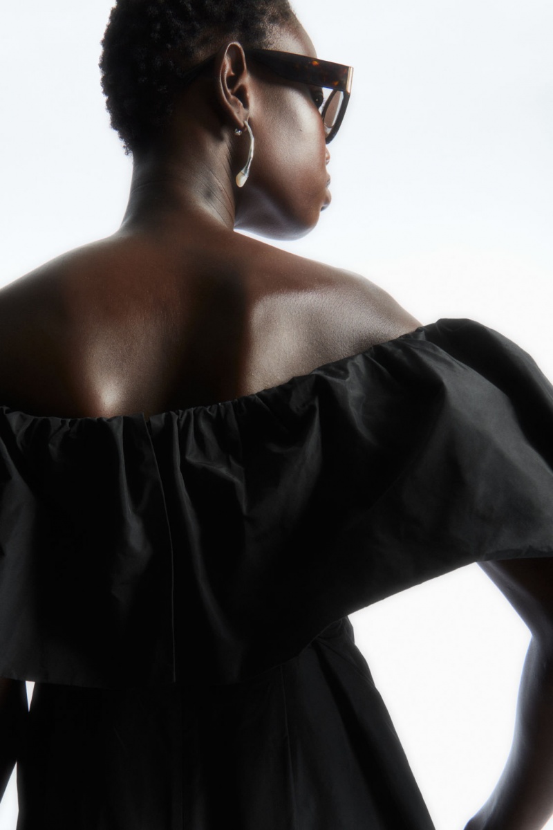 Dámské Šaty COS Voluminous Off-The-Shoulder Mini Černé | JIPS-80671