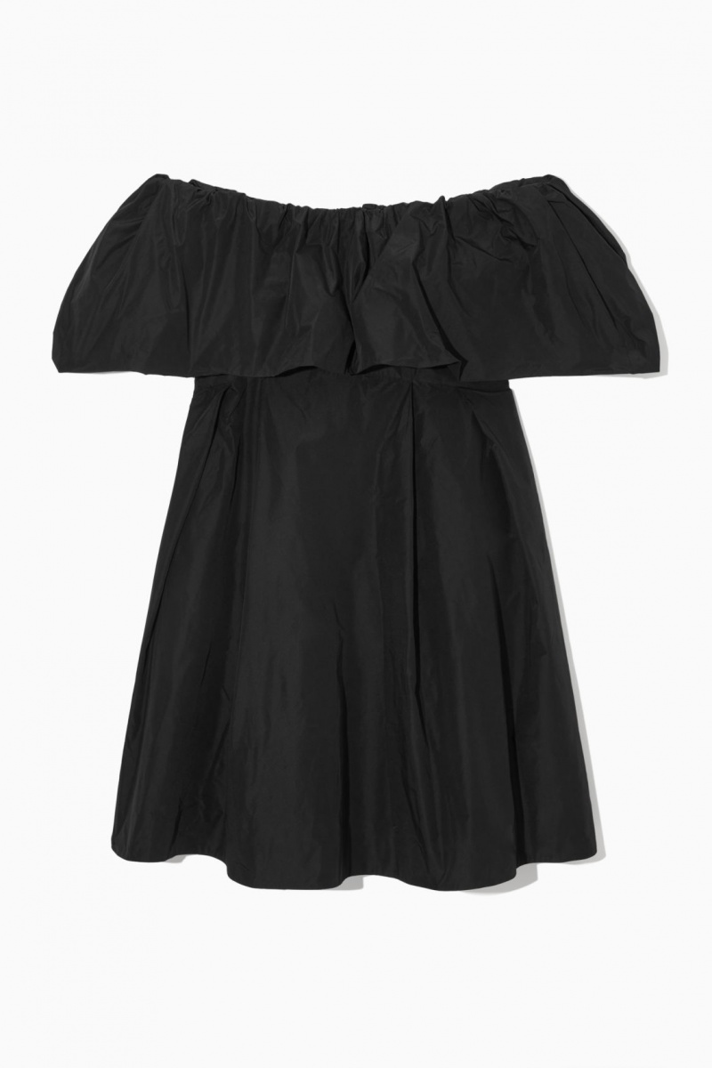 Dámské Šaty COS Voluminous Off-The-Shoulder Mini Černé | JIPS-80671