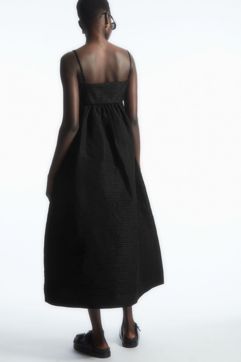 Dámské Šaty COS Voluminous Textured Midi Černé | FVBG-85702