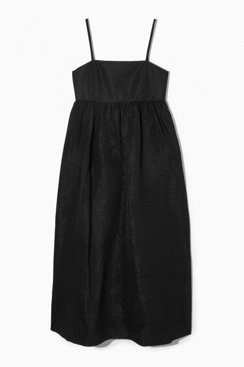 Dámské Šaty COS Voluminous Textured Midi Černé | FVBG-85702