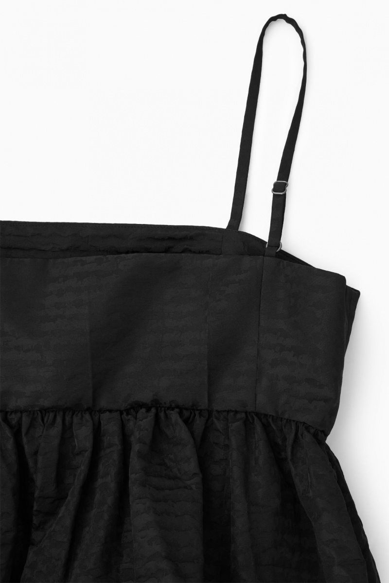 Dámské Šaty COS Voluminous Textured Midi Černé | FVBG-85702