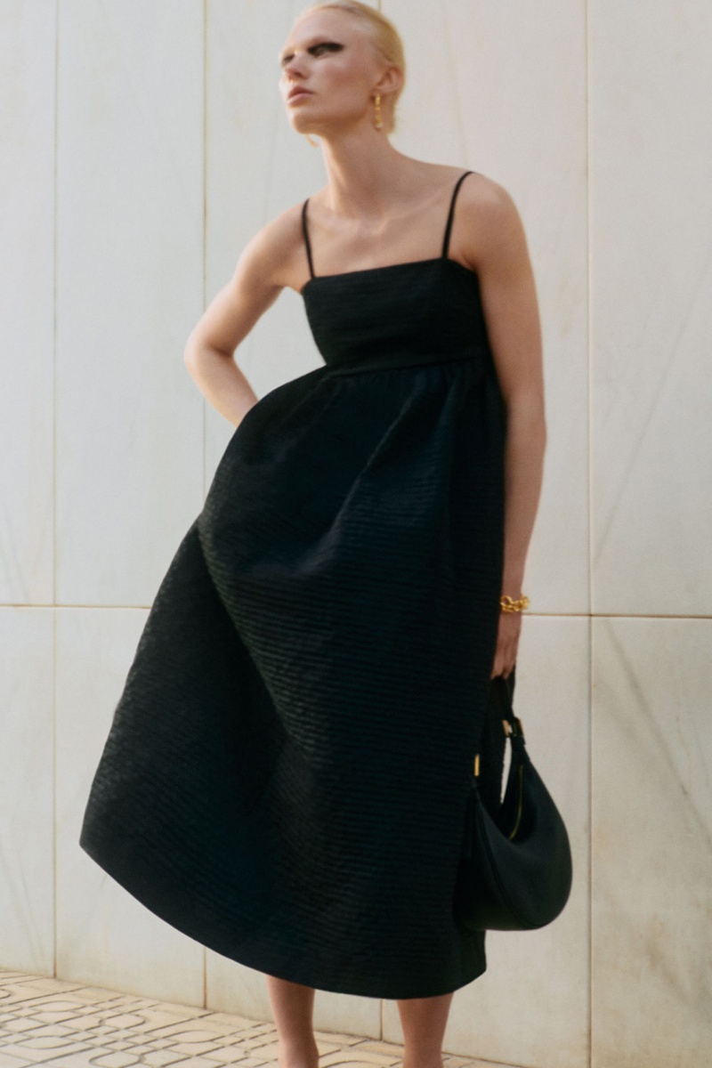 Dámské Šaty COS Voluminous Textured Midi Černé | FVBG-85702