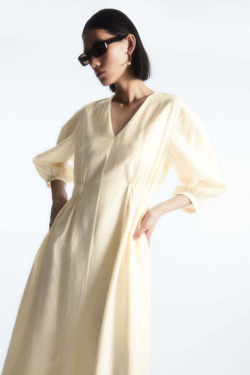 Dámské Šaty COS Voluminous V-Neck Bílé | ZBLY-25308