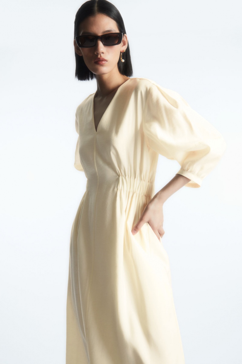 Dámské Šaty COS Voluminous V-Neck Bílé | ZBLY-25308
