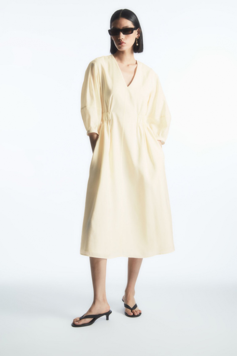 Dámské Šaty COS Voluminous V-Neck Bílé | ZBLY-25308