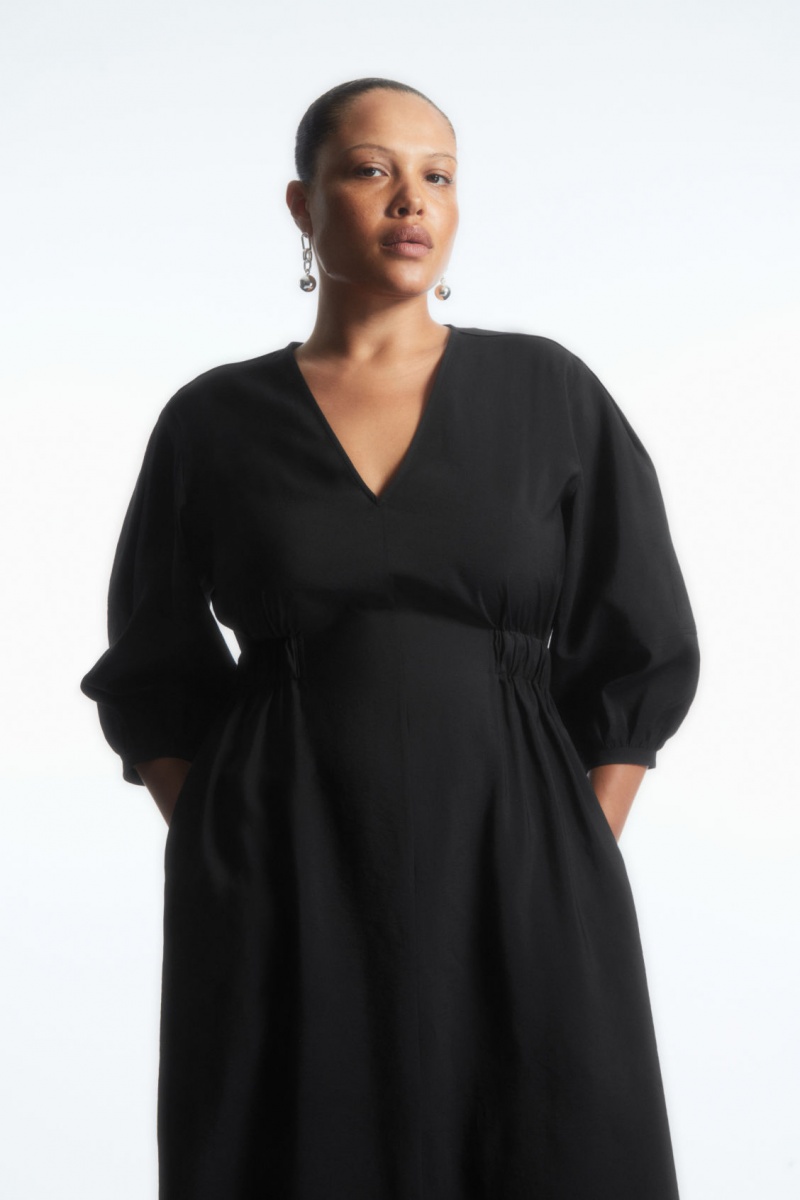 Dámské Šaty COS Voluminous V-Neck Černé | BALN-35679
