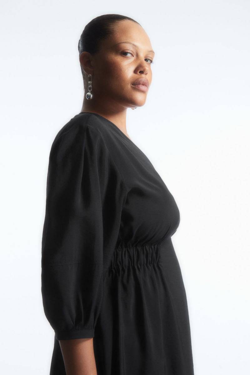 Dámské Šaty COS Voluminous V-Neck Černé | BALN-35679