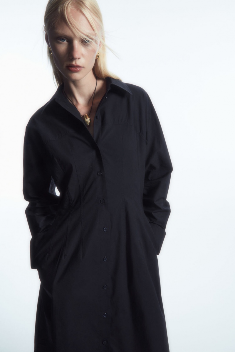 Dámské Šaty COS Waisted Midi Tmavě Blankyt | WPOT-02643