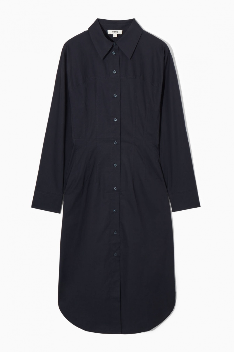 Dámské Šaty COS Waisted Midi Tmavě Blankyt | WPOT-02643