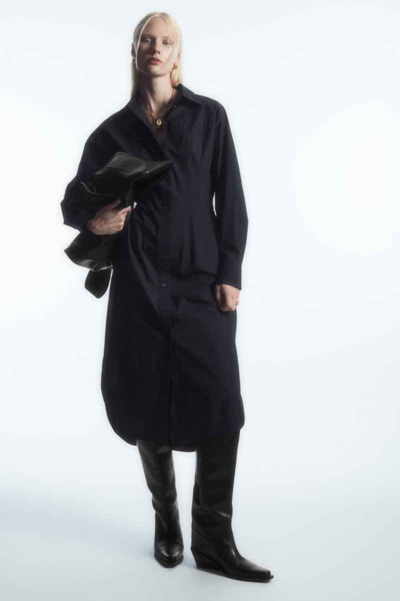 Dámské Šaty COS Waisted Midi Tmavě Blankyt | WPOT-02643