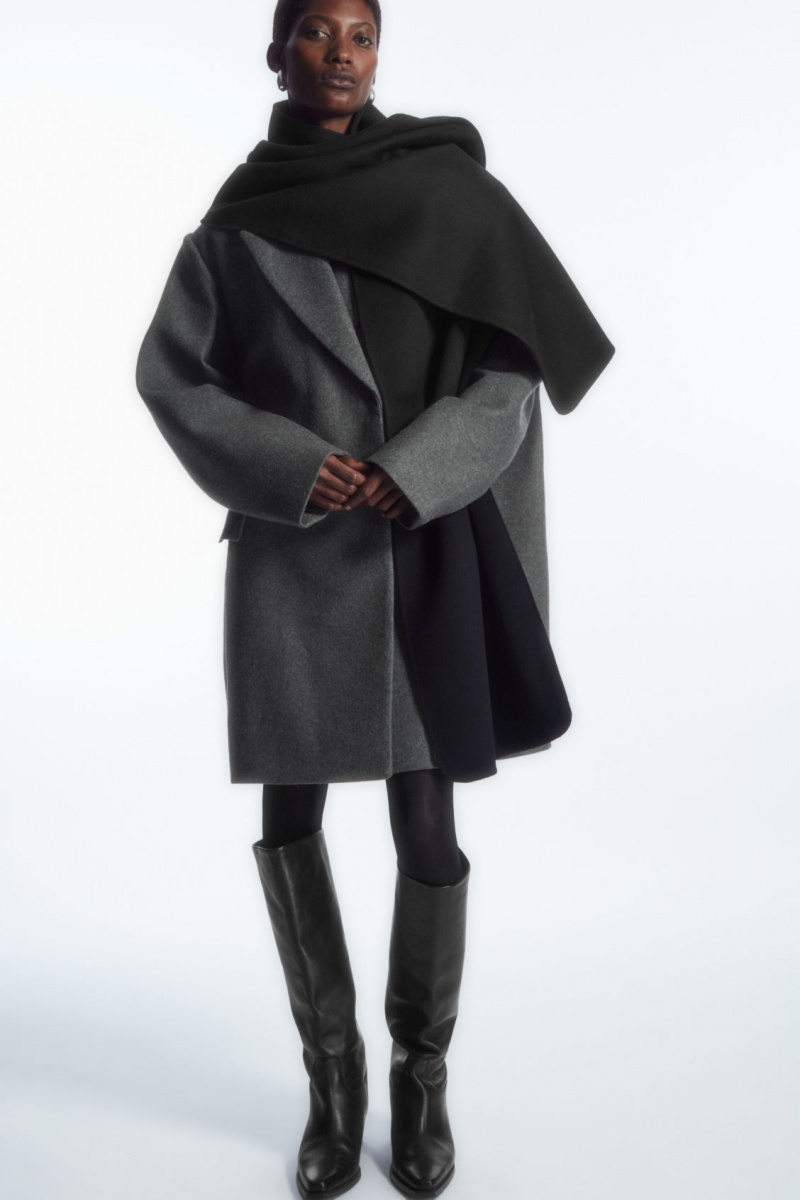 Dámské Šátek COS Oversized Double-Faced Vlna Černé | TWRE-38175
