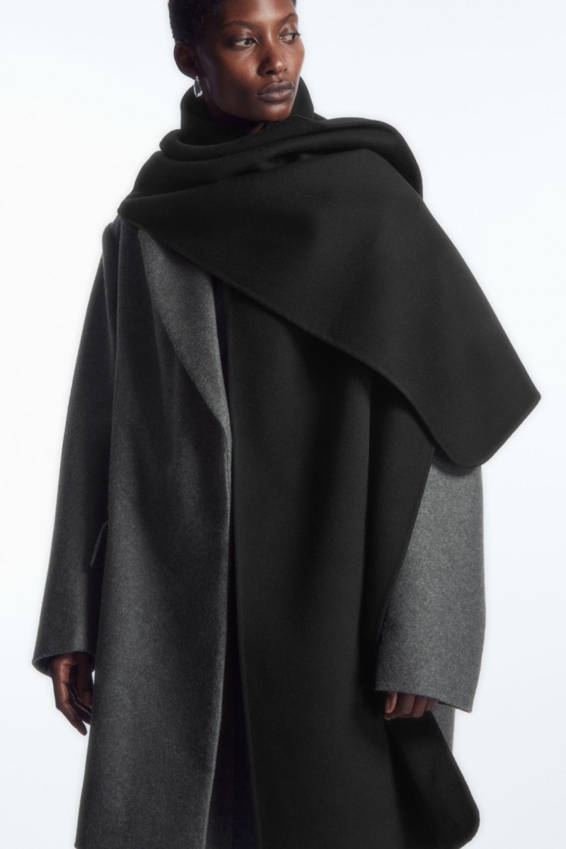 Dámské Šátek COS Oversized Double-Faced Vlna Černé | TWRE-38175