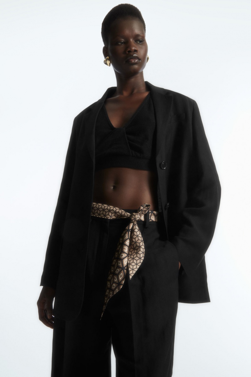 Dámské Šátek COS Printed Pure Silk Tmavě Béžový Černé | XQHZ-38592