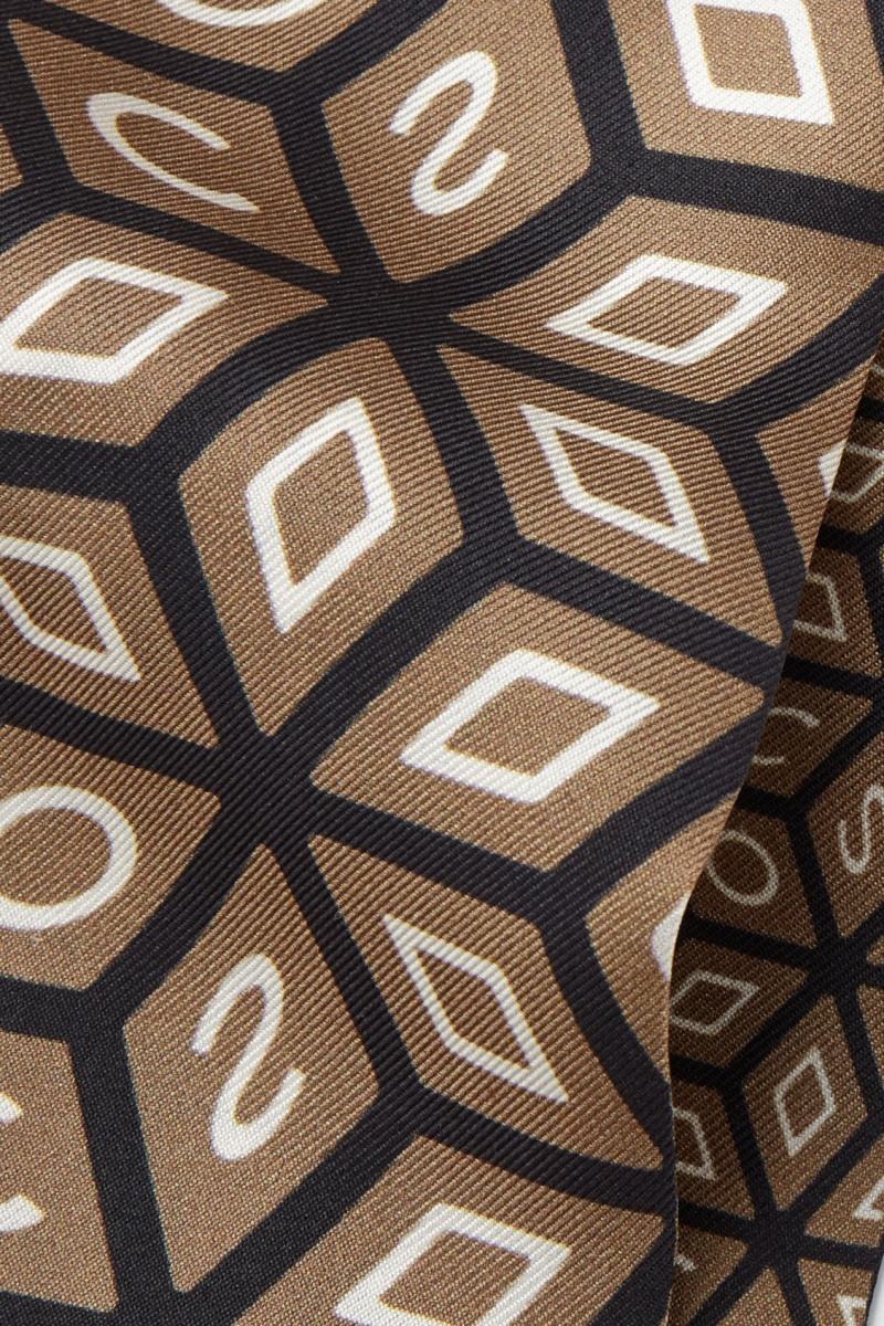 Dámské Šátek COS Printed Pure Silk Tmavě Béžový Černé | XQHZ-38592