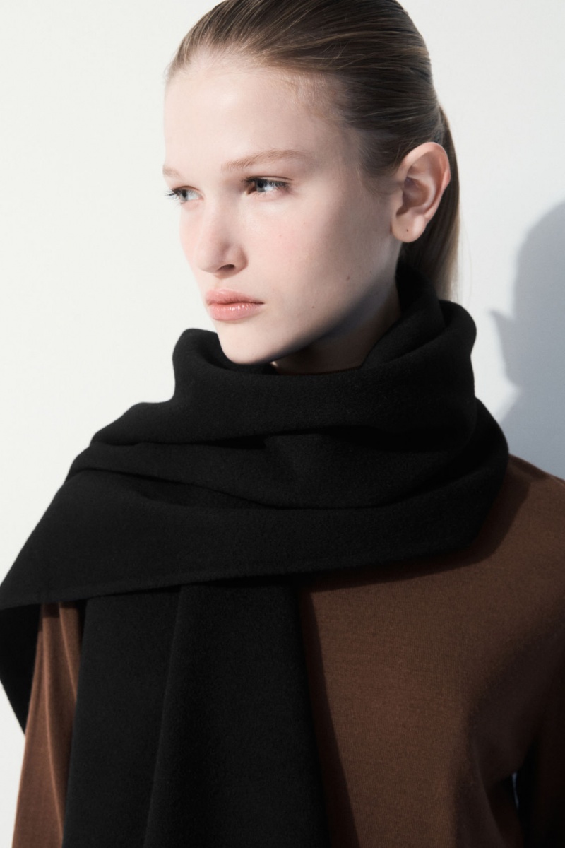 Dámské Šátek COS The Double-Faced Vlna Černé | JBMD-65270