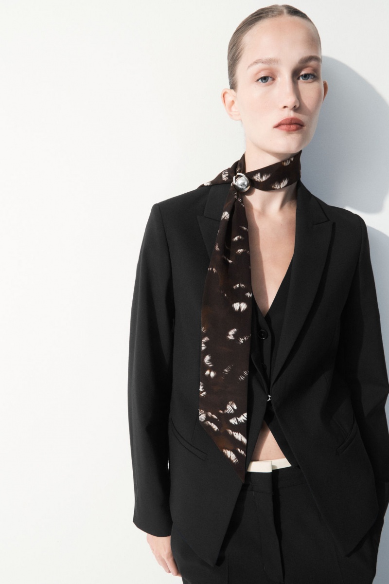 Dámské Šátek COS The Pure Silk Černé | VZSR-43962