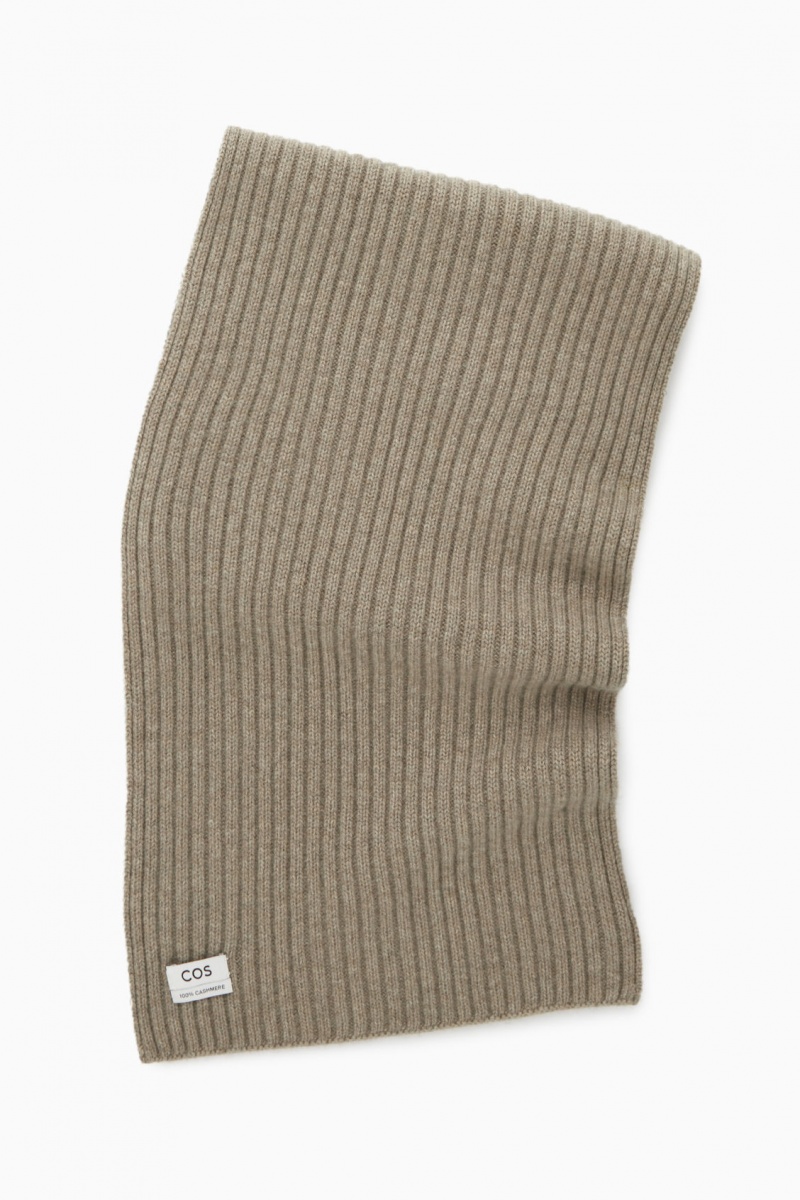 Dámské Šátek COS Tlustý Žebrovaný-Knit Pure Cashmere Béžový | DEOW-38952