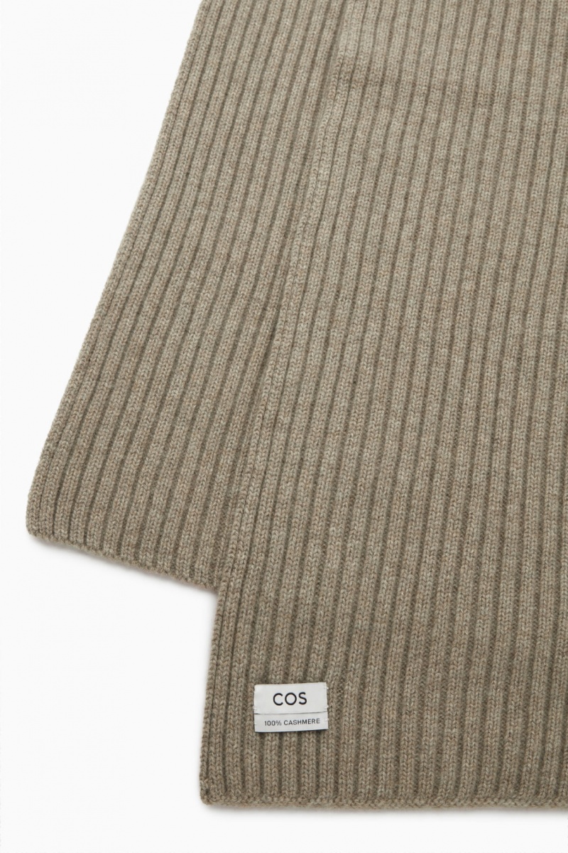 Dámské Šátek COS Tlustý Žebrovaný-Knit Pure Cashmere Béžový | DEOW-38952