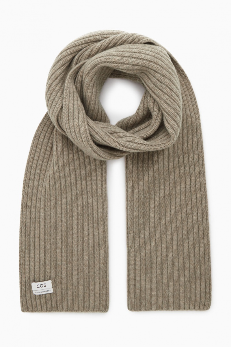 Dámské Šátek COS Tlustý Žebrovaný-Knit Pure Cashmere Béžový | DEOW-38952