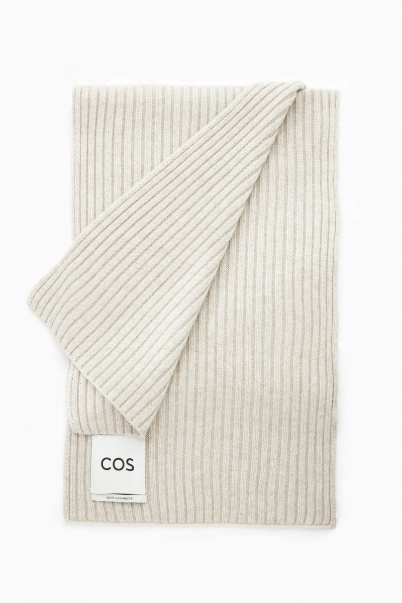 Dámské Šátek COS Tlustý Žebrovaný Pure Cashmere Bílé | WOQV-24089