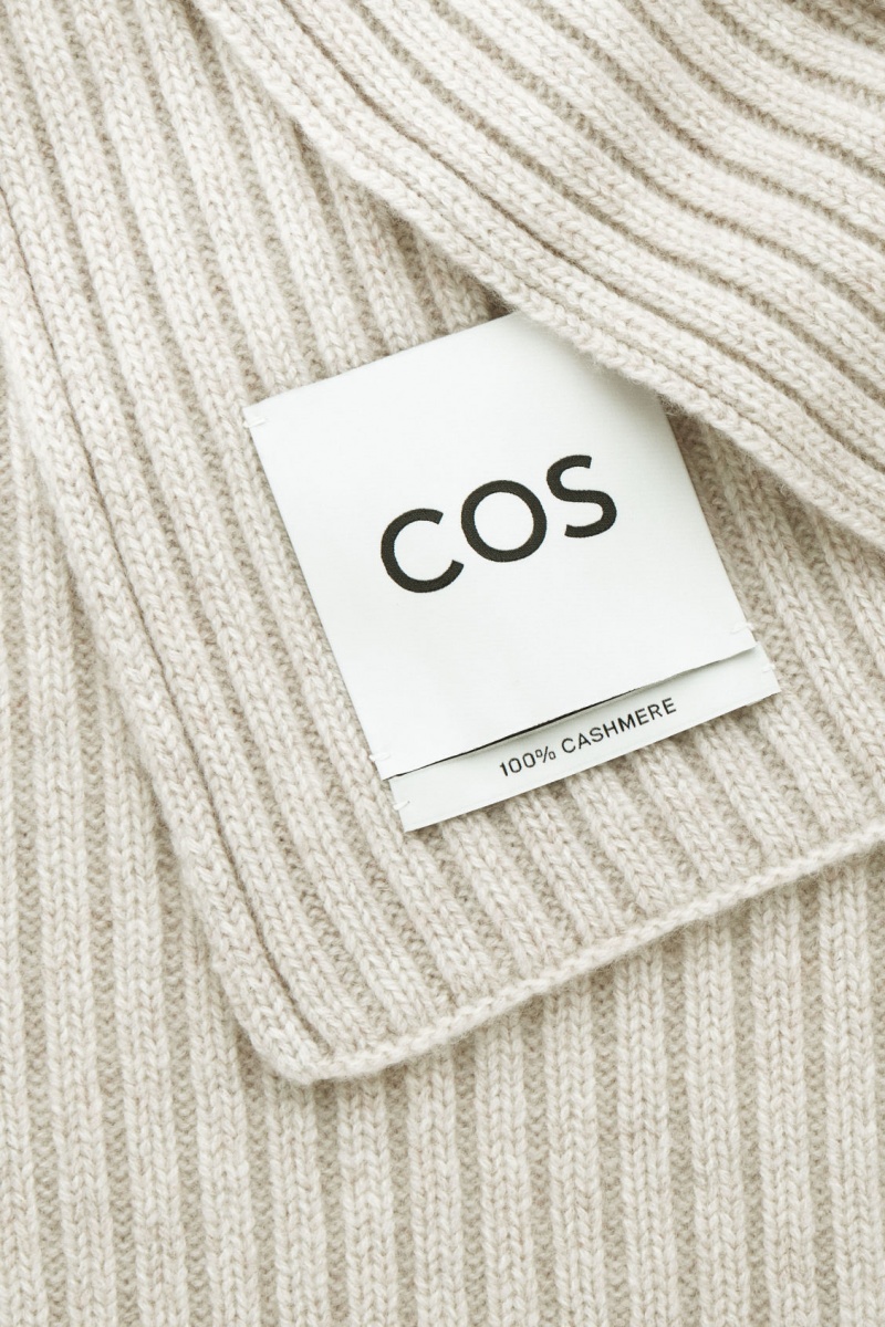 Dámské Šátek COS Tlustý Žebrovaný Pure Cashmere Bílé | WOQV-24089
