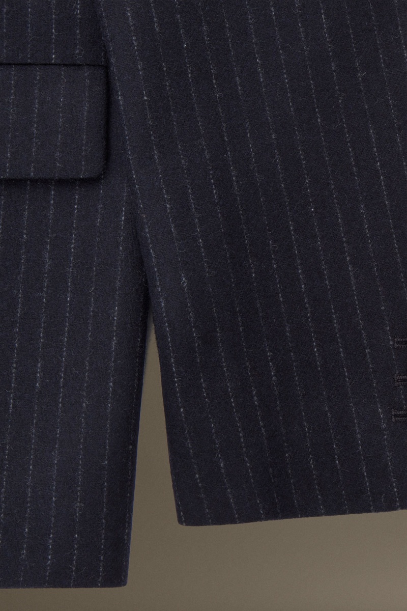 Pánské Blejzr COS Pinstriped Vlna Regular Tmavě Blankyt | WDSP-18357
