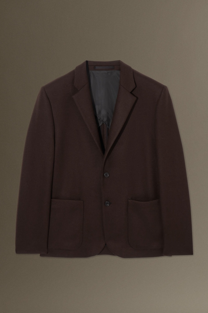 Pánské Blejzr COS Single-Breasted Vlna-Jersey Relaxed Tmavě Hnědé | LEOZ-82093