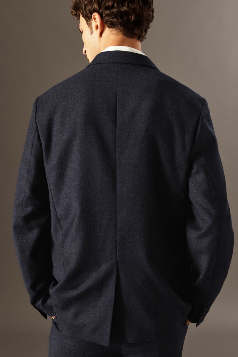 Pánské Blejzr COS Vlna-Flannel Regular Tmavě Blankyt | ZPFS-26380