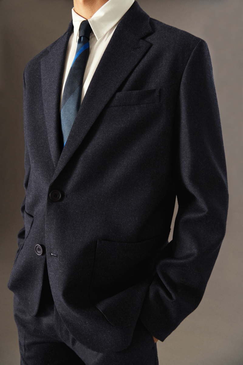 Pánské Blejzr COS Vlna-Flannel Regular Tmavě Blankyt | ZPFS-26380