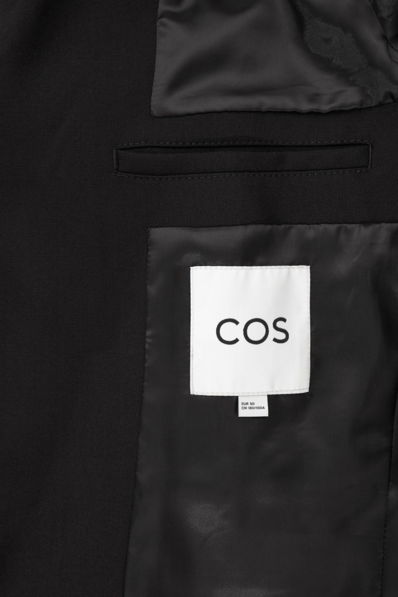 Pánské Blejzr COS Vlna-Hopsack Slim Černé | UASE-58473