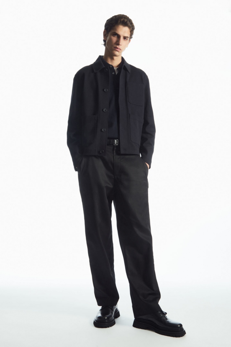 Pánské Bundy COS Bavlněné-Twill Utility Tmavě Blankyt | AEVI-16485