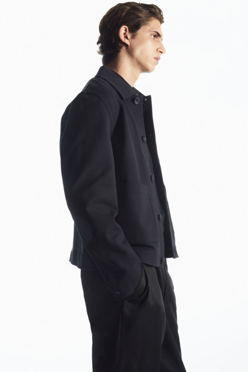 Pánské Bundy COS Bavlněné-Twill Utility Tmavě Blankyt | AEVI-16485