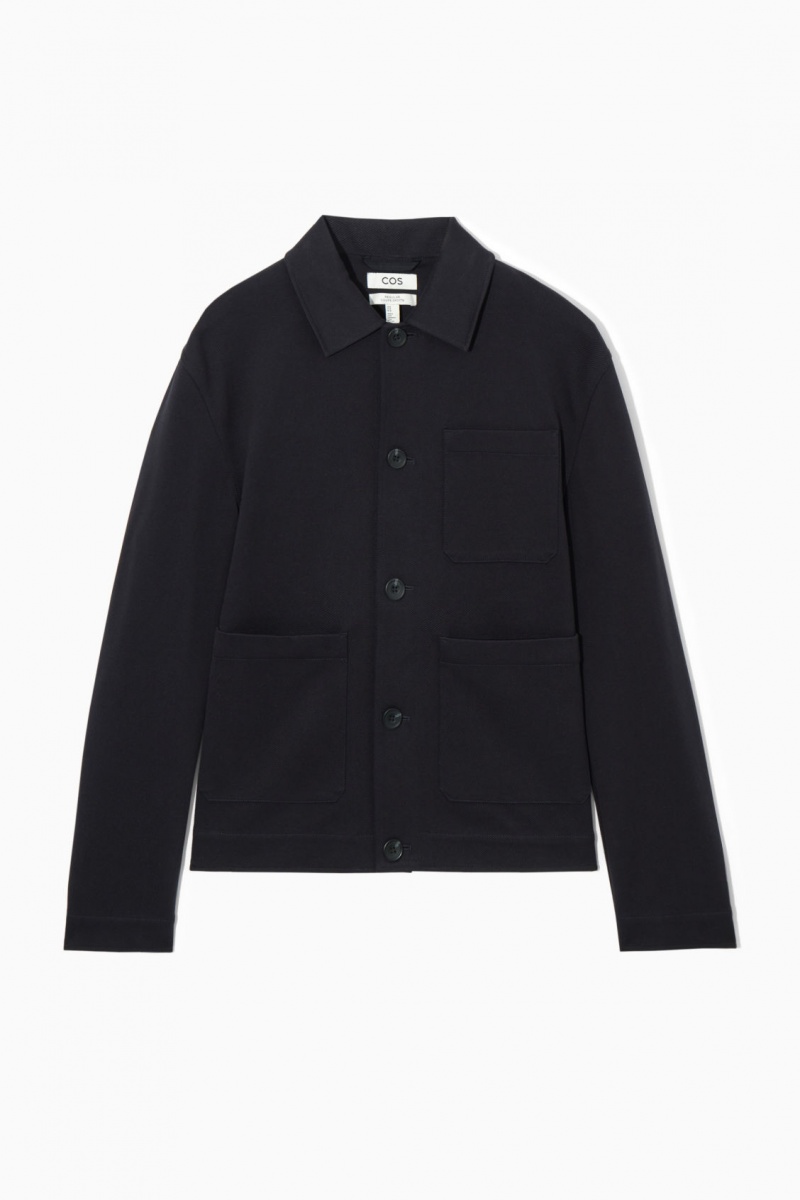Pánské Bundy COS Bavlněné-Twill Utility Tmavě Blankyt | AEVI-16485
