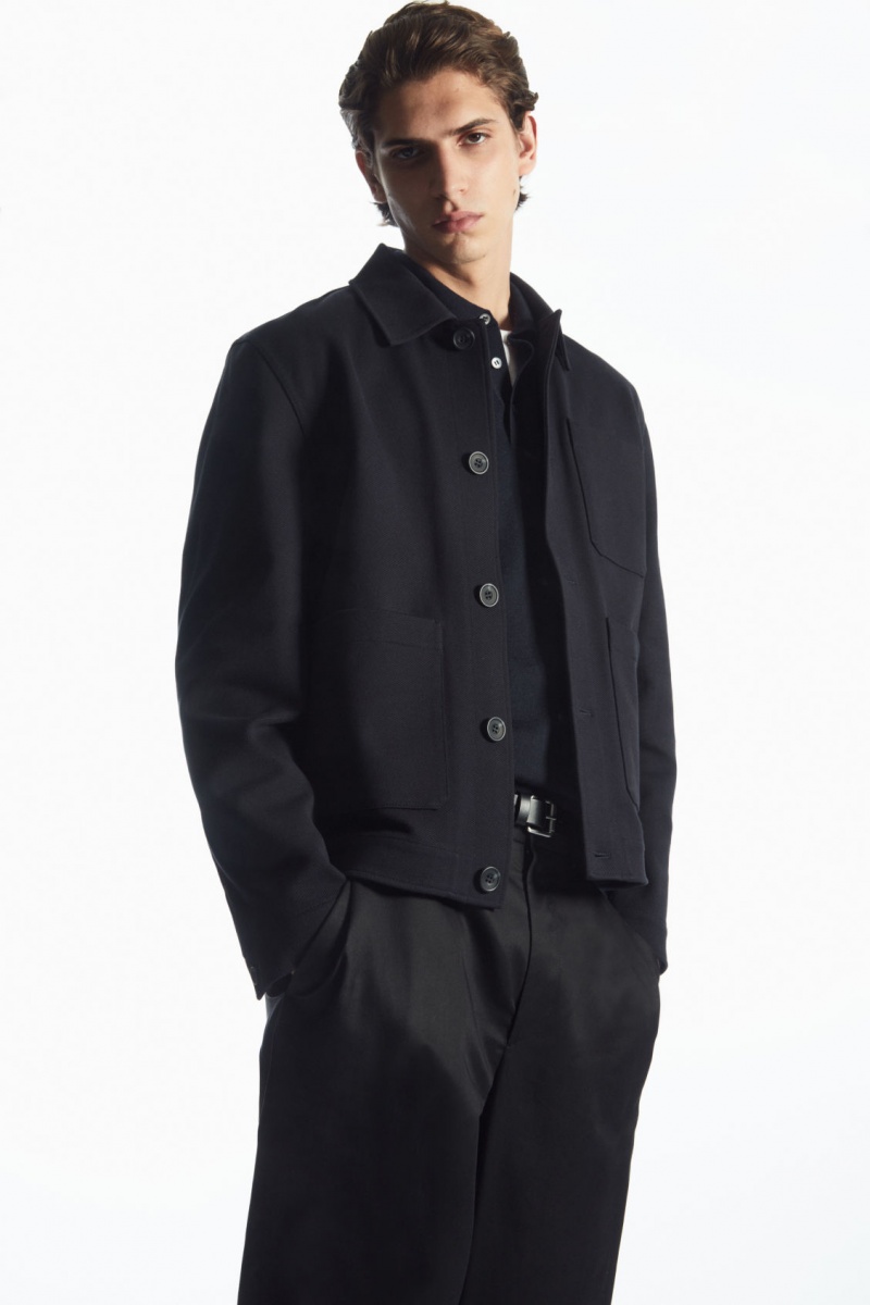 Pánské Bundy COS Bavlněné-Twill Utility Tmavě Blankyt | AEVI-16485