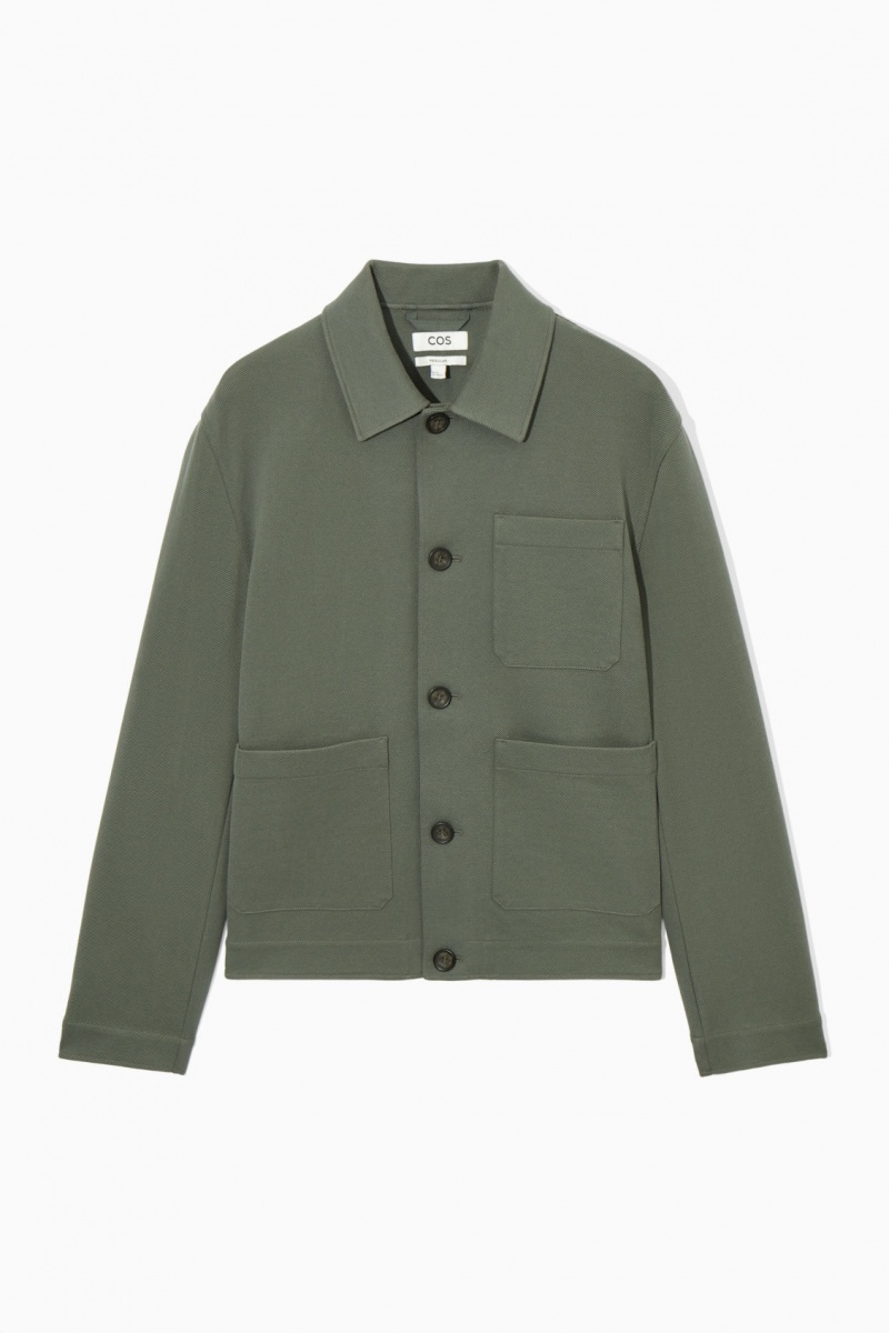 Pánské Bundy COS Bavlněné-Twill Utility Zelene | QBTM-65927
