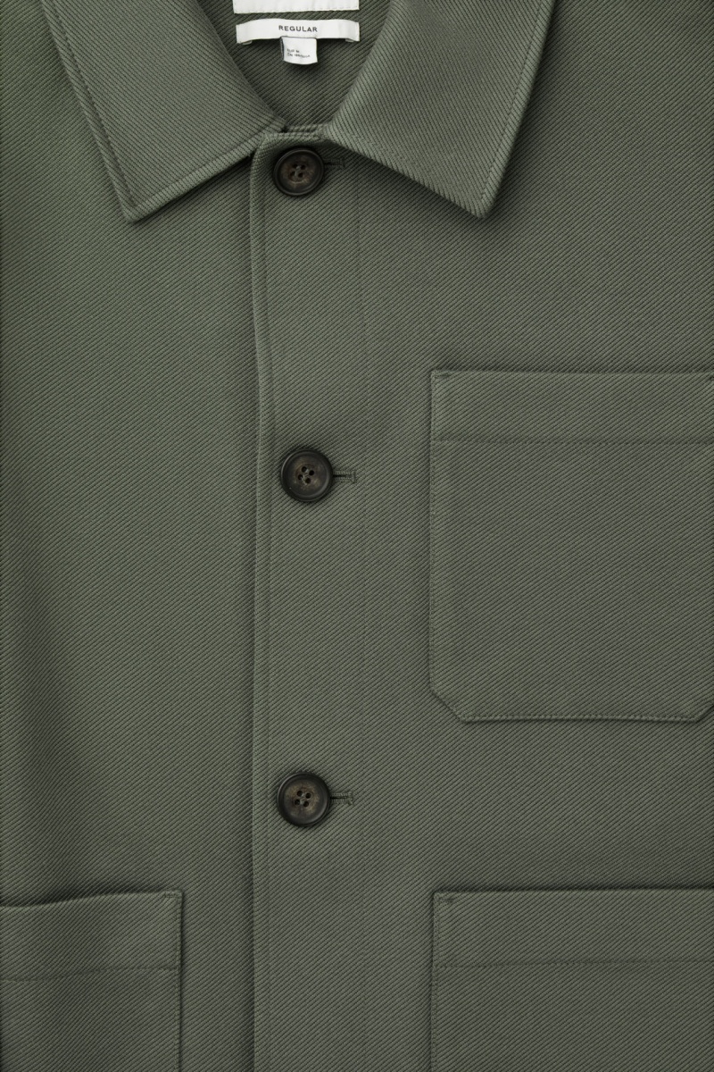Pánské Bundy COS Bavlněné-Twill Utility Zelene | QBTM-65927