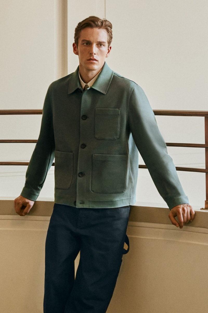 Pánské Bundy COS Bavlněné-Twill Utility Zelene | QBTM-65927