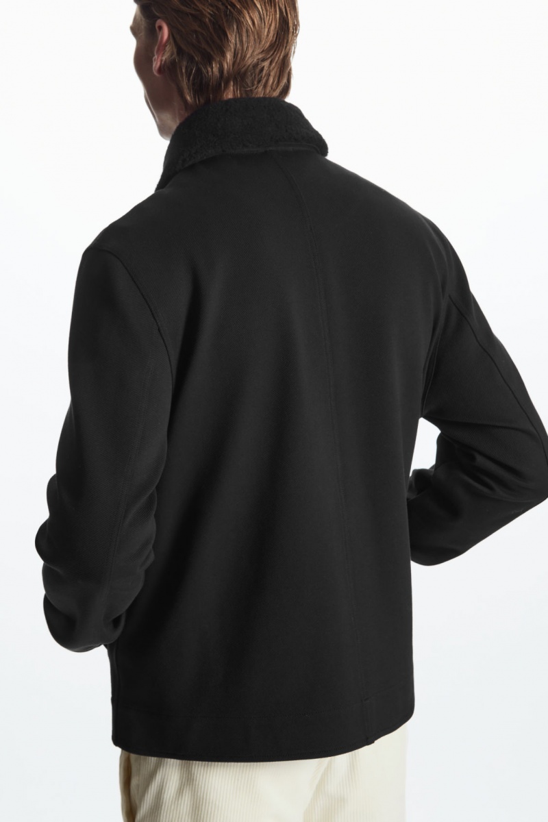 Pánské Bundy COS Detachable-Collar Twill Černé | EIKN-54928