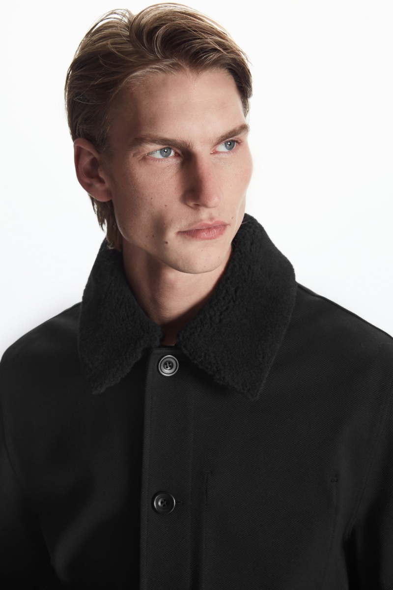 Pánské Bundy COS Detachable-Collar Twill Černé | EIKN-54928
