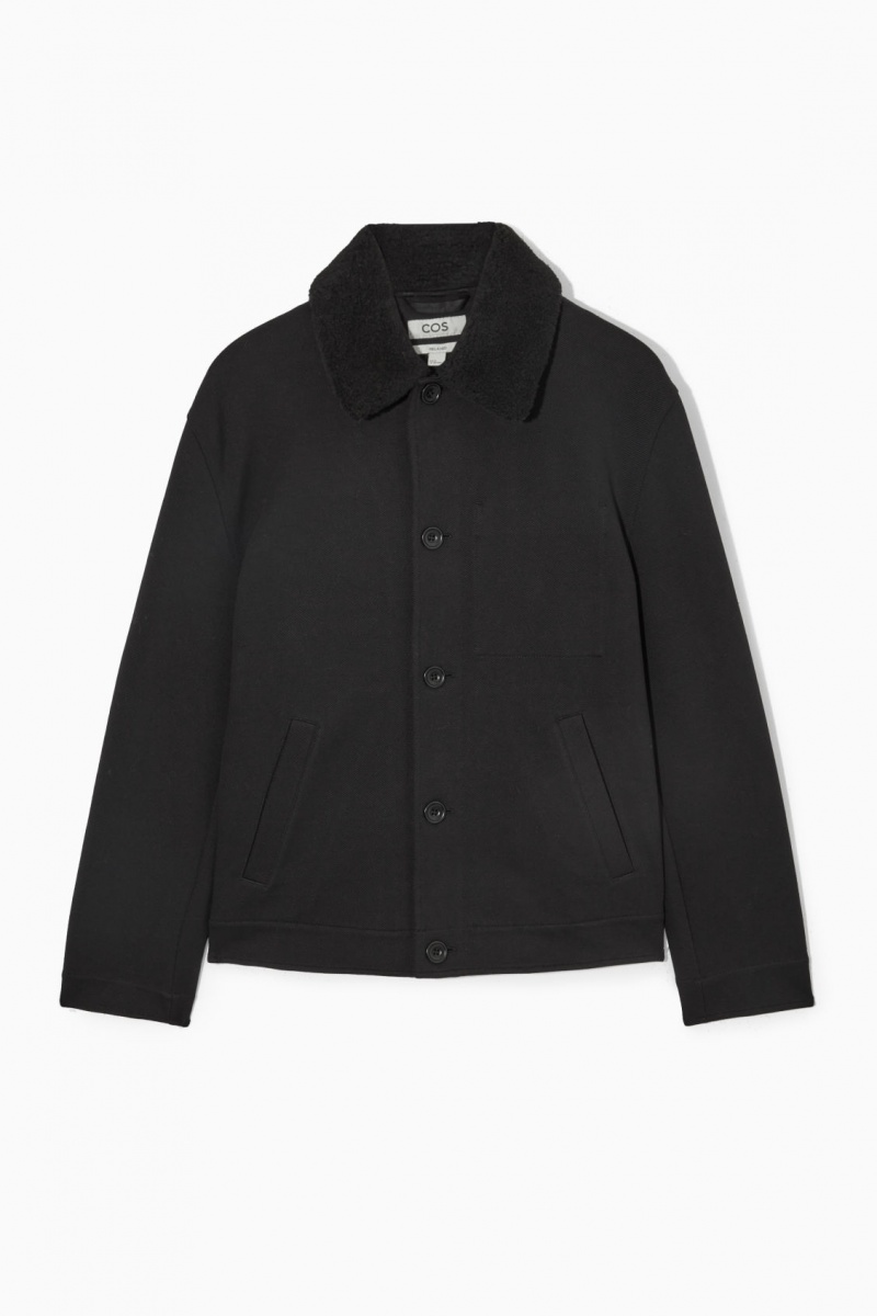 Pánské Bundy COS Detachable-Collar Twill Černé | EIKN-54928