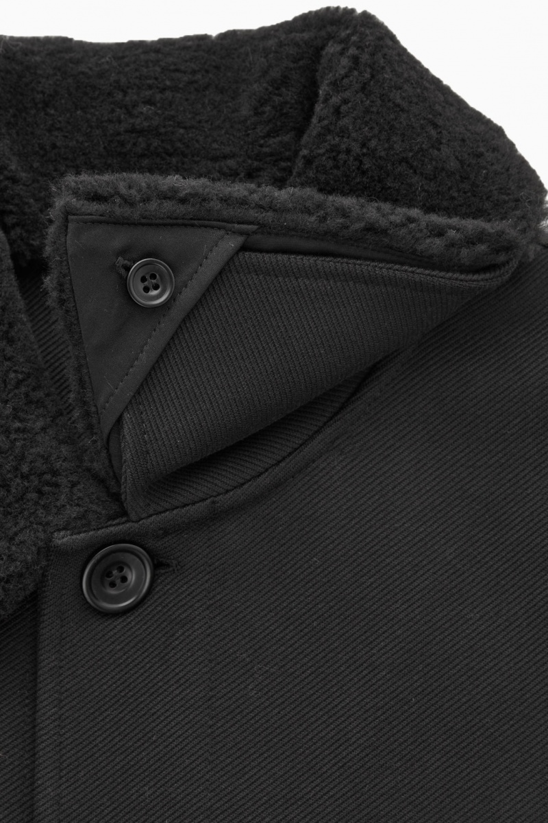 Pánské Bundy COS Detachable-Collar Twill Černé | EIKN-54928