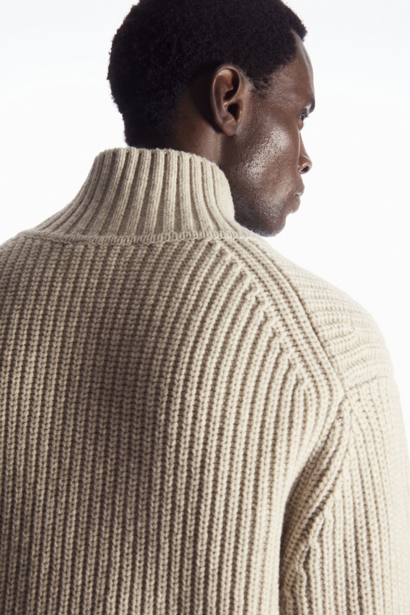 Pánské Bundy COS Funnel-Neck Pletené Vlna Světle Béžový | BHZE-24736