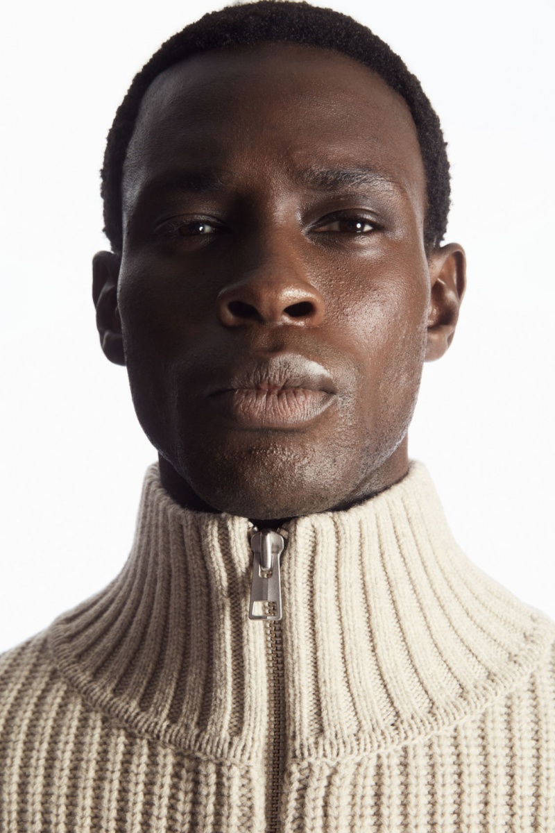 Pánské Bundy COS Funnel-Neck Pletené Vlna Světle Béžový | BHZE-24736