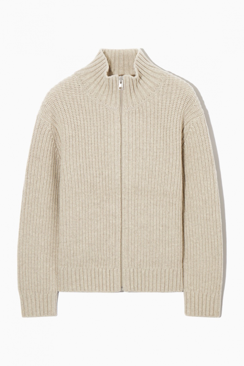 Pánské Bundy COS Funnel-Neck Pletené Vlna Světle Béžový | BHZE-24736