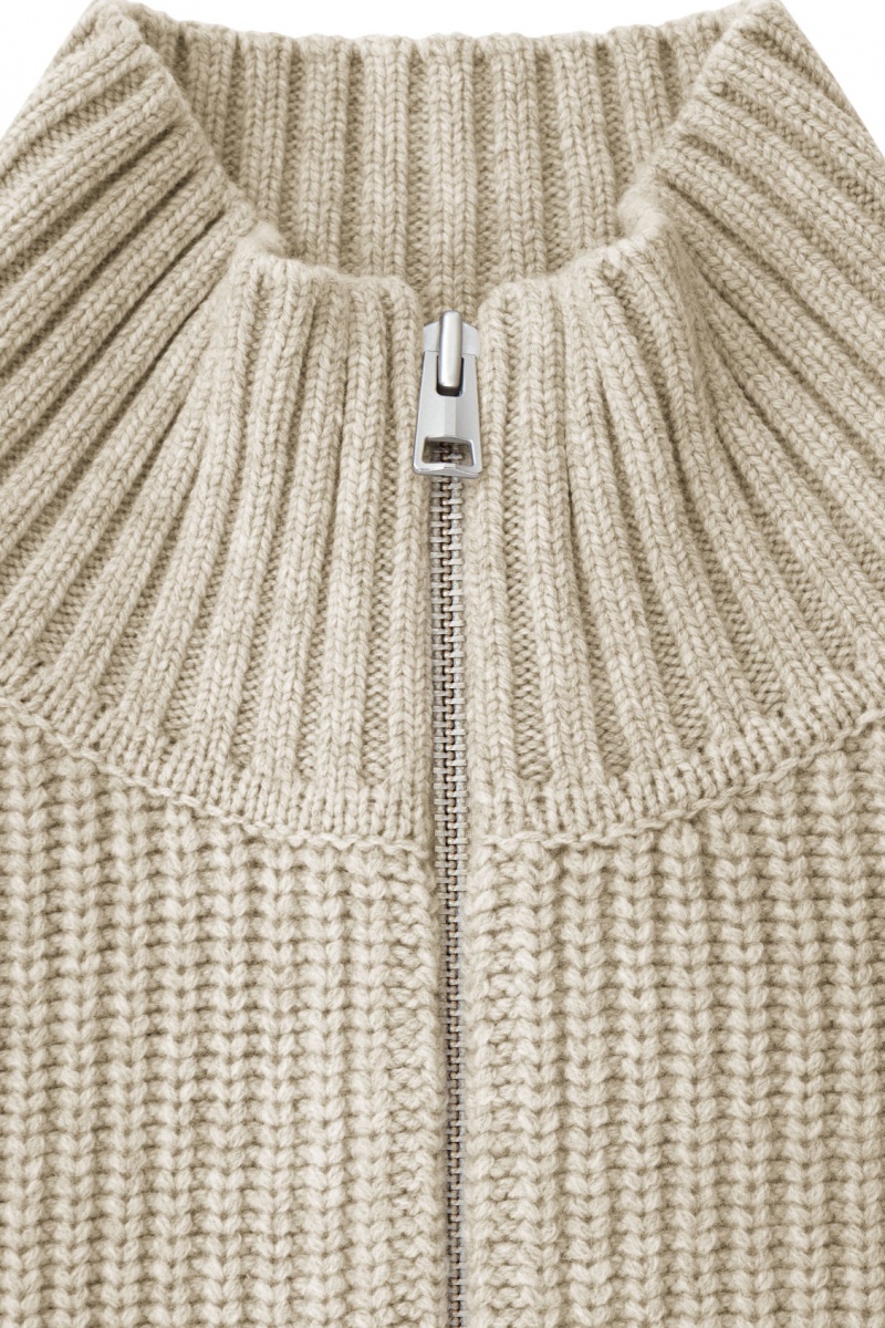 Pánské Bundy COS Funnel-Neck Pletené Vlna Světle Béžový | BHZE-24736