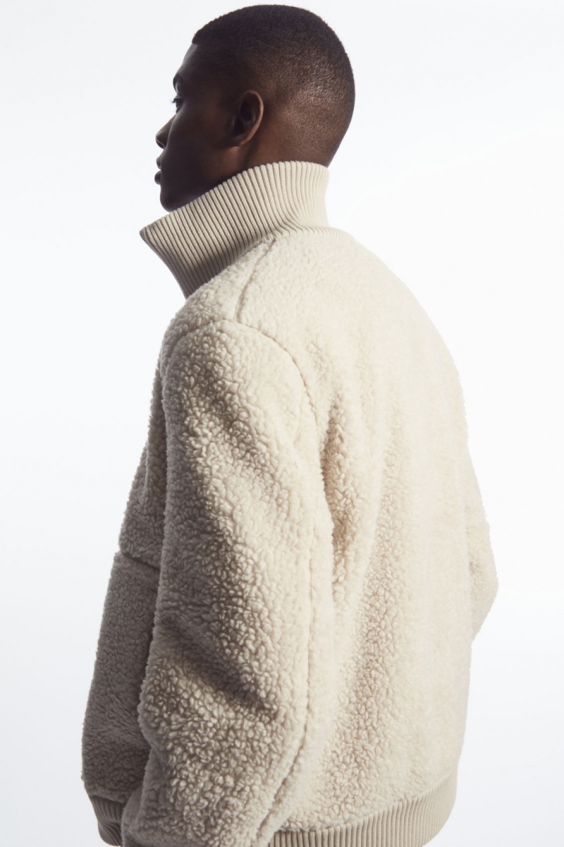Pánské Bundy COS Funnel-Neck Teddy Světle Béžový | HJPR-78452