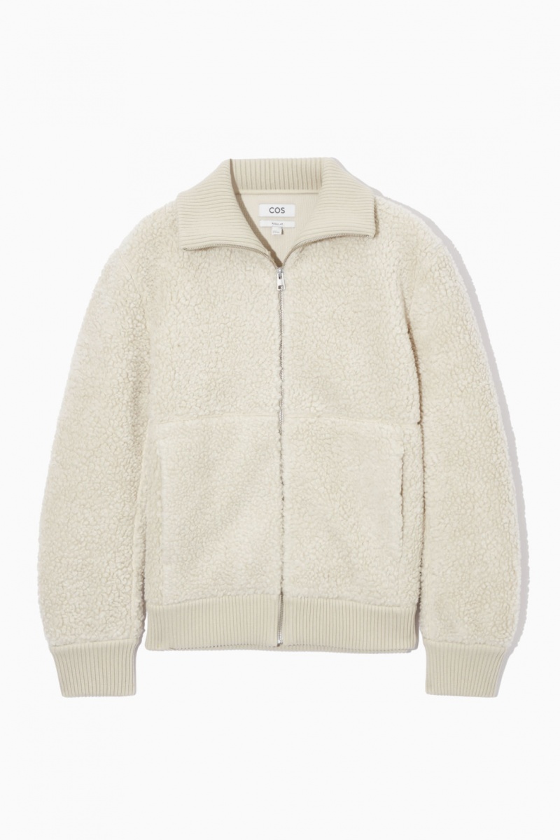 Pánské Bundy COS Funnel-Neck Teddy Světle Béžový | HJPR-78452