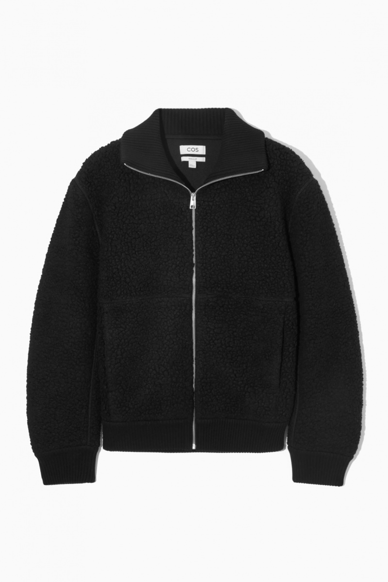 Pánské Bundy COS Funnel-Neck Teddy Černé | IBNF-58274