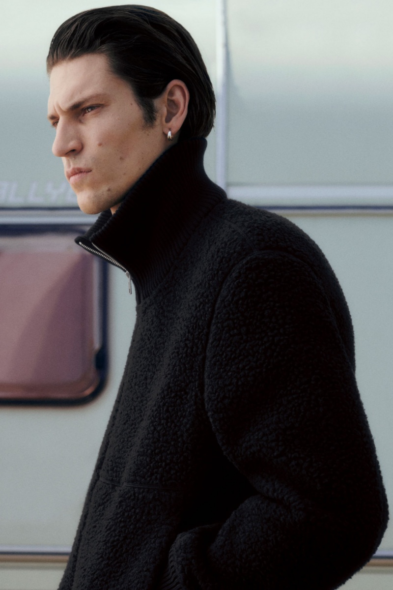 Pánské Bundy COS Funnel-Neck Teddy Černé | IBNF-58274