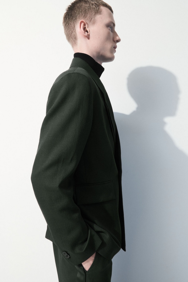 Pánské Bundy COS The Double-Breasted Vlna Tuxedo Tmavě Zelene | NGLZ-16052